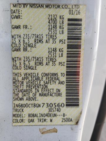 Photo 10 from auction – 2016 NISSAN FRONTIER S with VIN 1N6BD0CT8GN730560