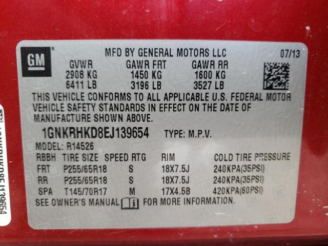 Photo 10 from auction – 2014 CHEVROLET TRAVERSE L with VIN 1GNKRHKD8EJ139654