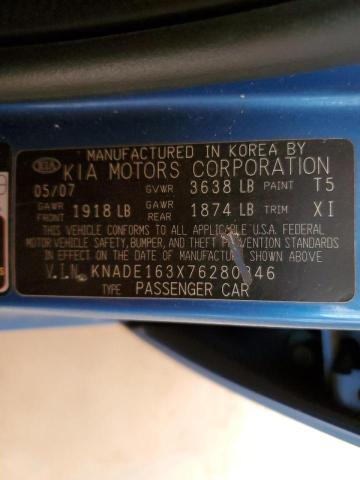 Photo 10 from auction – 2007 KIA RIO 5 SX with VIN KNADE163X76280346