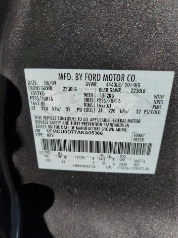 Photo 10 from auction – 2010 FORD ESCAPE XLT with VIN 1FMCU0D77AKA05366