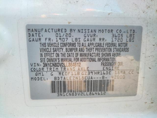 Photo 10 from auction – 2020 NISSAN VERSA S with VIN 3N1CN8DV2LL864612