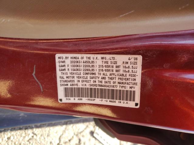 Photo 10 from auction – 2006 HONDA CR-V EX with VIN SHSRD78846U431877