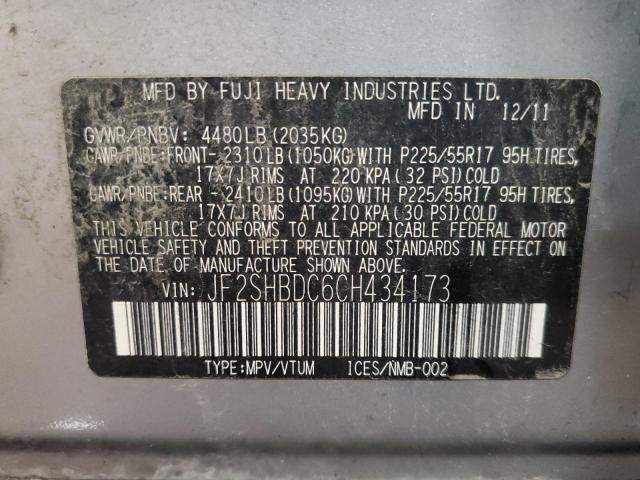 Photo 10 from auction – 2012 SUBARU FORESTER 2 with VIN JF2SHBDC6CH434173