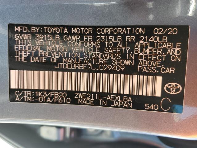 Photo 10 from auction – 2020 TOYOTA COROLLA LE with VIN JTDEBRBE7LJ029409