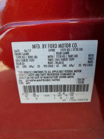 Photo 10 from auction – 2017 FORD EDGE SPORT with VIN 2FMPK4AP5HBC14760