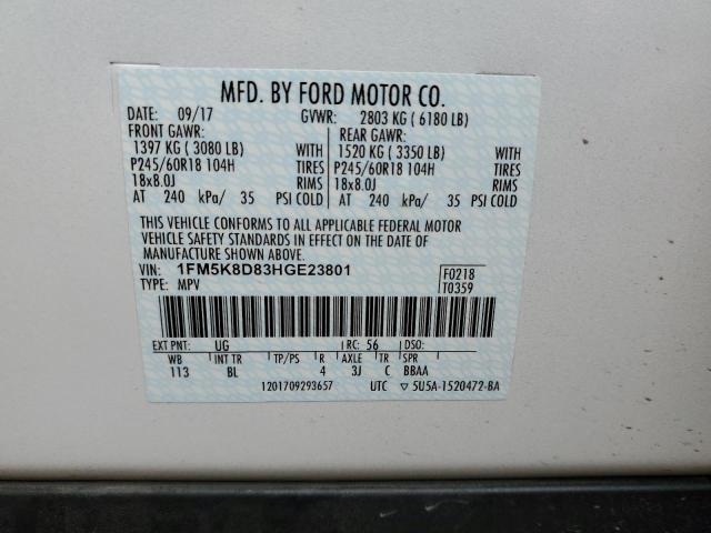Photo 10 from auction – 2017 FORD EXPLORER X with VIN 1FM5K8D83HGE23801