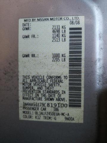 Photo 10 from auction – 2009 NISSAN MAXIMA S with VIN 1N4AA51E79C819100