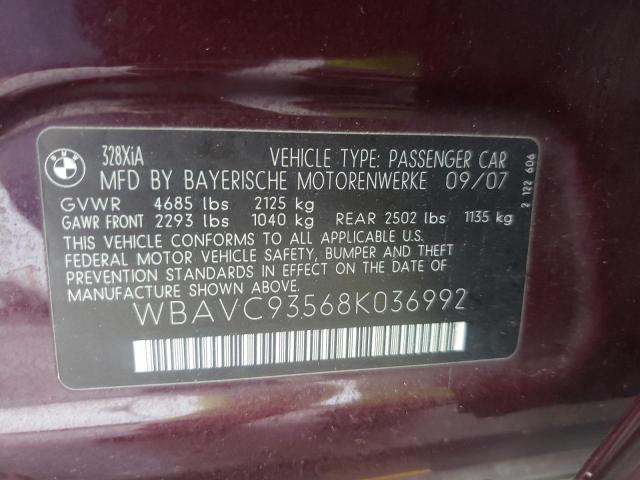 Photo 10 from auction – 2008 BMW 328 XI with VIN WBAVC93568K036992