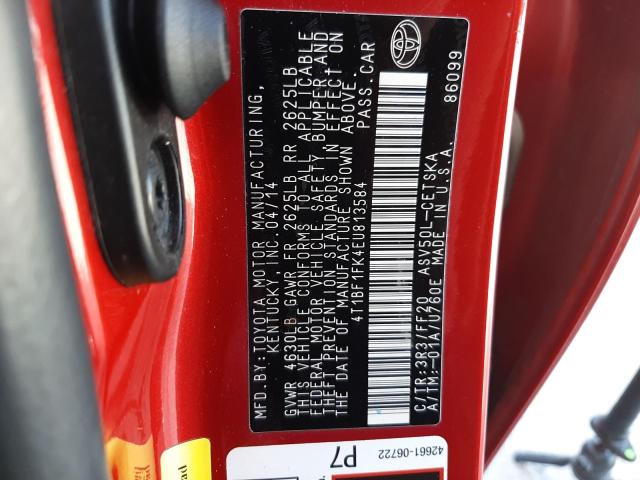 Photo 10 from auction – 2014 TOYOTA CAMRY L with VIN 4T1BF1FK4EU813584