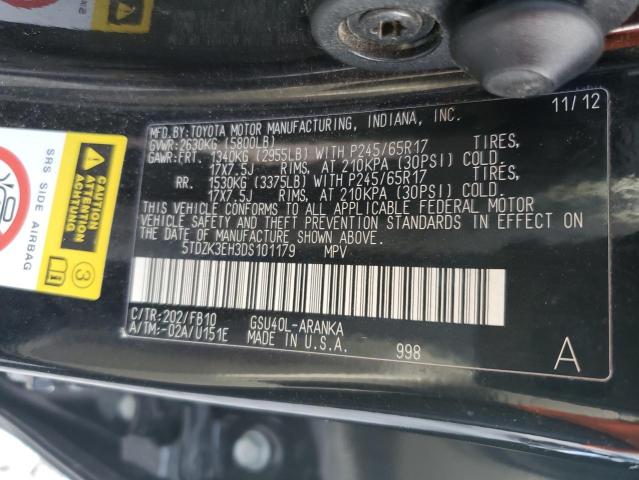 Photo 10 from auction – 2013 TOYOTA HIGHLANDER with VIN 5TDZK3EH3DS101179