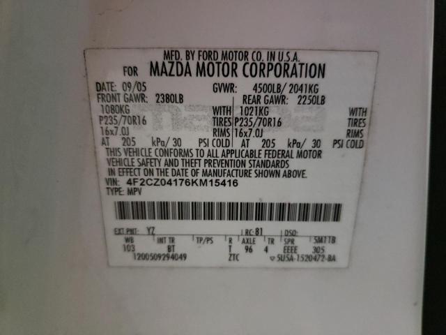 Photo 10 from auction – 2006 MAZDA TRIBUTE S with VIN 4F2CZ04176KM15416