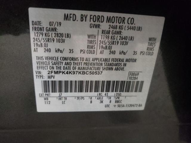 Photo 10 from auction – 2019 FORD EDGE TITAN with VIN 2FMPK4K97KBC50537