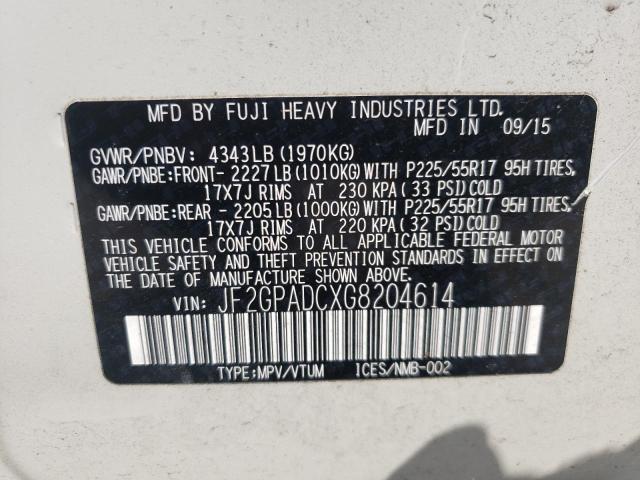 Photo 10 from auction – 2016 SUBARU CROSSTREK with VIN JF2GPADCXG8204614