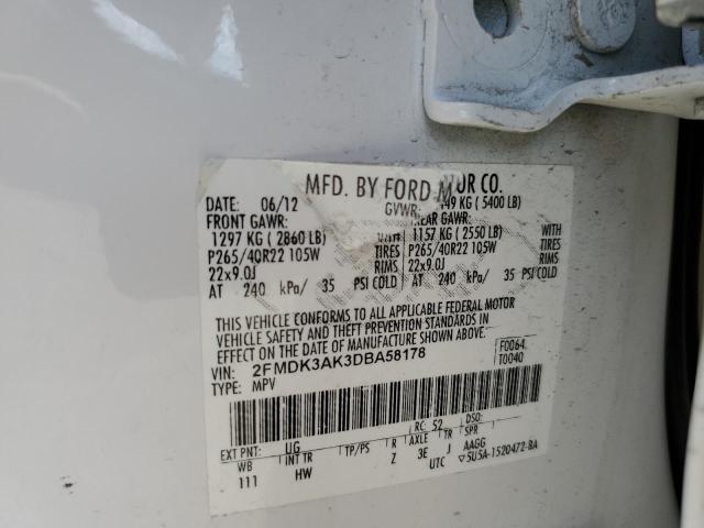 Photo 10 from auction – 2013 FORD EDGE SPORT with VIN 2FMDK3AK3DBA58178