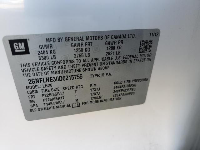 Photo 10 from auction – 2013 CHEVROLET EQUINOX LT with VIN 2GNFLNE30D6215755