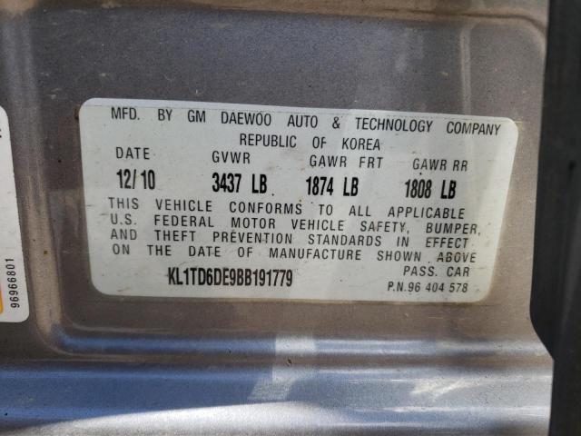 Photo 10 from auction – 2011 CHEVROLET AVEO LS with VIN KL1TD6DE9BB191779