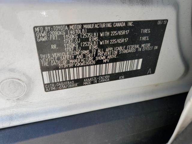 Photo 10 from auction – 2019 TOYOTA RAV4 LE with VIN 2T3H1RFV0KW036826
