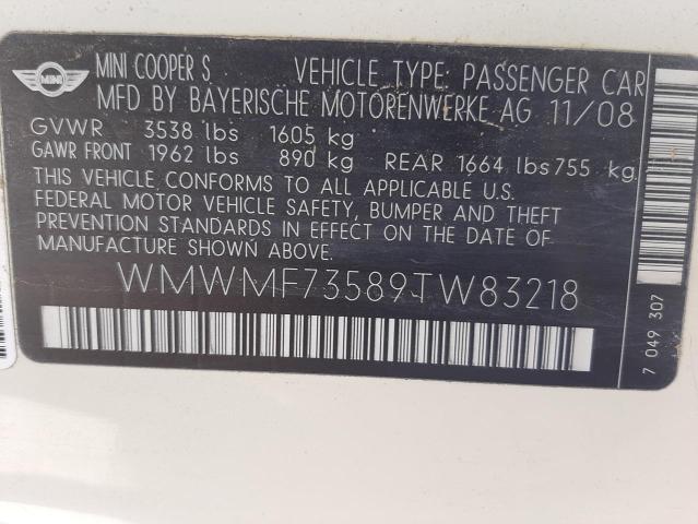 Photo 10 from auction – 2009 MINI COOPER S with VIN WMWMF73589TW83218