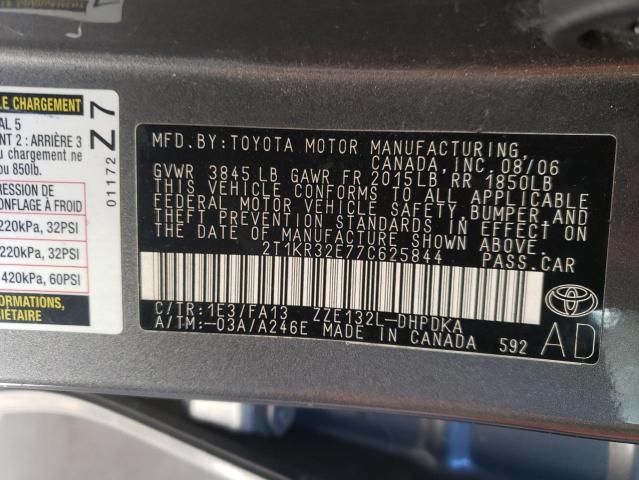 Photo 10 from auction – 2007 TOYOTA COROLLA MA with VIN 2T1KR32E77C625844