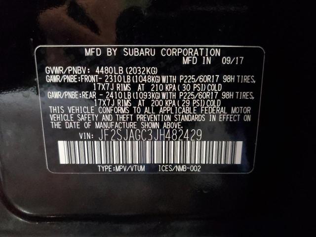 Photo 10 from auction – 2018 SUBARU FORESTER 2 with VIN JF2SJAGC3JH482429
