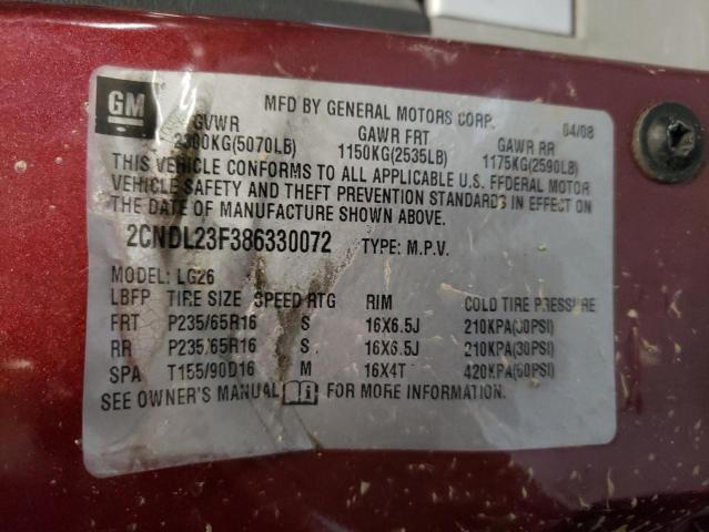 Photo 10 from auction – 2008 CHEVROLET EQUINOX LS with VIN 2CNDL23F386330072