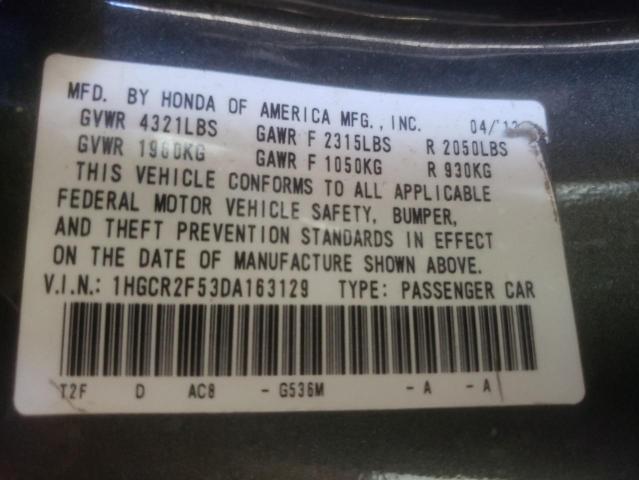 Photo 10 from auction – 2013 HONDA ACCORD SPO with VIN 1HGCR2F53DA163129