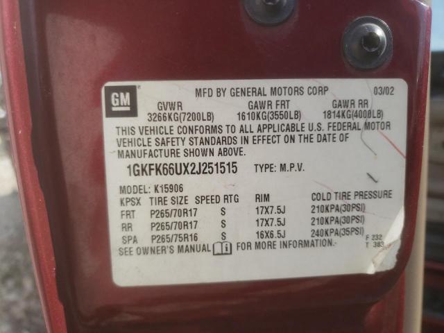 Photo 10 from auction – 2002 GMC DENALI XL with VIN 1GKFK66UX2J251515