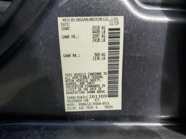Photo 10 from auction – 2020 NISSAN ALTIMA SR with VIN 1N4BL4CW3LC201309
