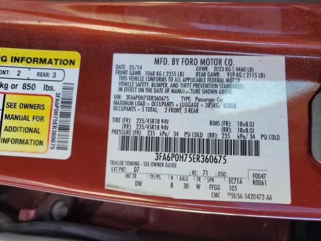 Photo 10 from auction – 2014 FORD FUSION SE with VIN 3FA6P0H75ER360675