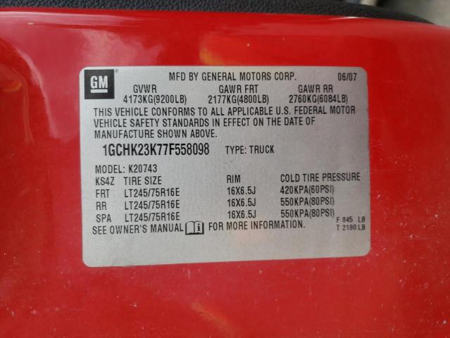 Photo 10 from auction – 2007 CHEVROLET SILVERADO with VIN 1GCHK23K77F558098