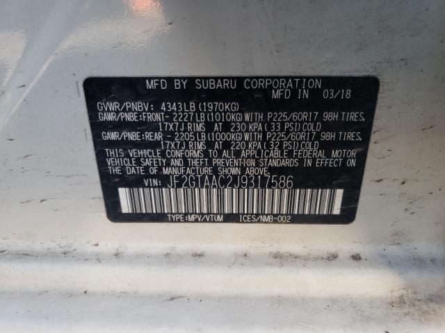 Photo 10 from auction – 2018 SUBARU CROSSTREK with VIN JF2GTAAC2J9317586