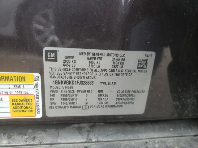 Photo 10 from auction – 2015 CHEVROLET TRAVERSE L with VIN 1GNKVGKD1FJ328668