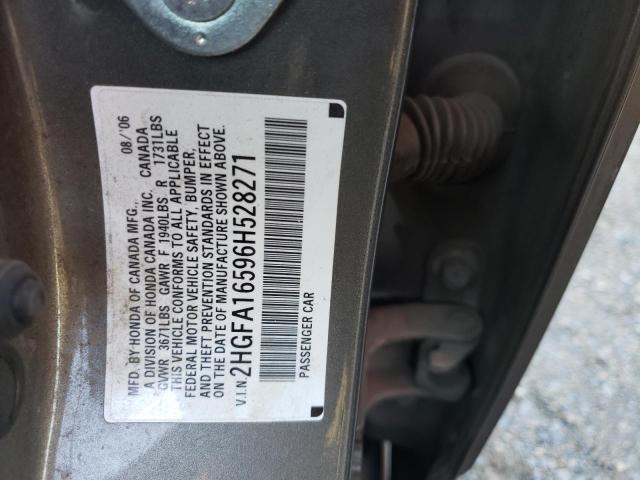 Photo 10 from auction – 2006 HONDA CIVIC LX with VIN 2HGFA16596H528271
