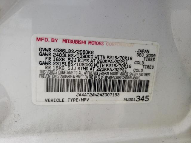 Photo 10 from auction – 2010 MITSUBISHI OUTLANDER with VIN JA4AT2AW2AZ007193
