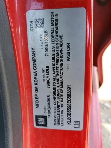 Photo 10 from auction – 2014 CHEVROLET SPARK LS with VIN KL8CB6S98EC583891