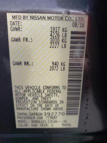 Photo 10 from auction – 2016 NISSAN ALTIMA 2.5 with VIN 1N4AL3AP6GN392770