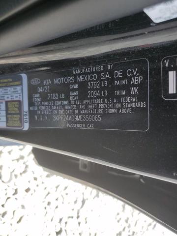 Photo 10 from auction – 2021 KIA FORTE FE with VIN 3KPF24AD9ME359065