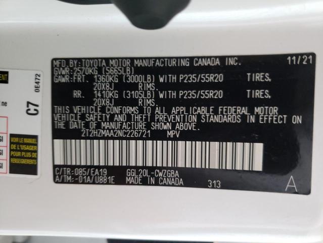 Photo 10 from auction – 2022 LEXUS RX 350 with VIN 2T2HZMAA2NC226721