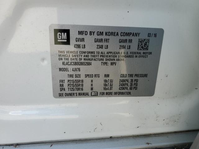 Photo 10 from auction – 2016 BUICK ENCORE with VIN KL4CJCSB0GB652684