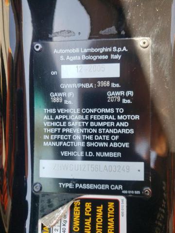 Photo 10 from auction – 2006 LAMBORGHINI GALLARDO with VIN ZHWGU12T56LA03249