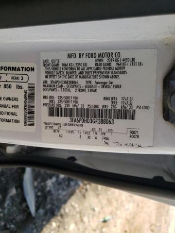Foto 10 de la subasta – 2016 FORD FUSION SE con VIN 3FA6P0HD3GR388063