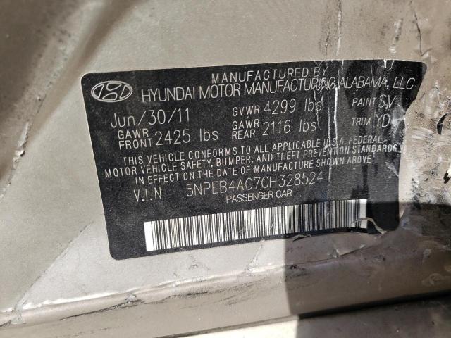 Photo 10 from auction – 2012 HYUNDAI SONATA GLS with VIN 5NPEB4AC7CH328524