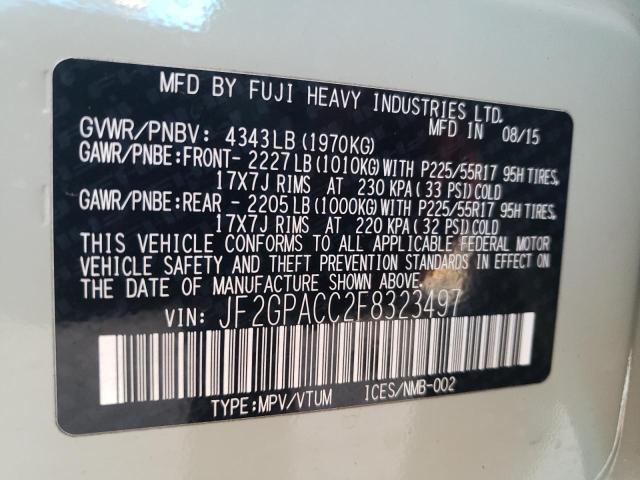 Photo 10 from auction – 2015 SUBARU XV CROSSTR with VIN JF2GPACC2F8323497