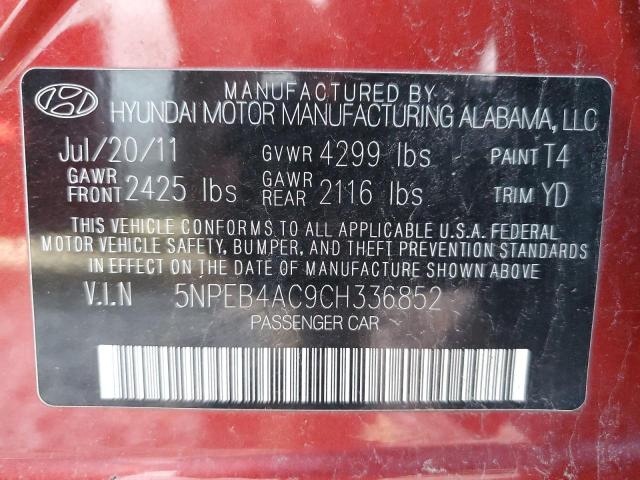 Photo 10 from auction – 2012 HYUNDAI SONATA GLS with VIN 5NPEB4AC9CH336852