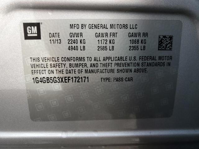 Photo 10 from auction – 2014 BUICK LACROSSE with VIN 1G4GB5G3XEF172171