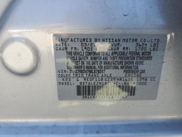 Photo 10 from auction – 2021 NISSAN VERSA S with VIN 3N1CN8DV7ML878247