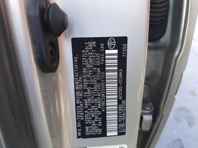 Photo 10 from auction – 2005 TOYOTA CAMRY LE with VIN 4T1BE32K55U957150