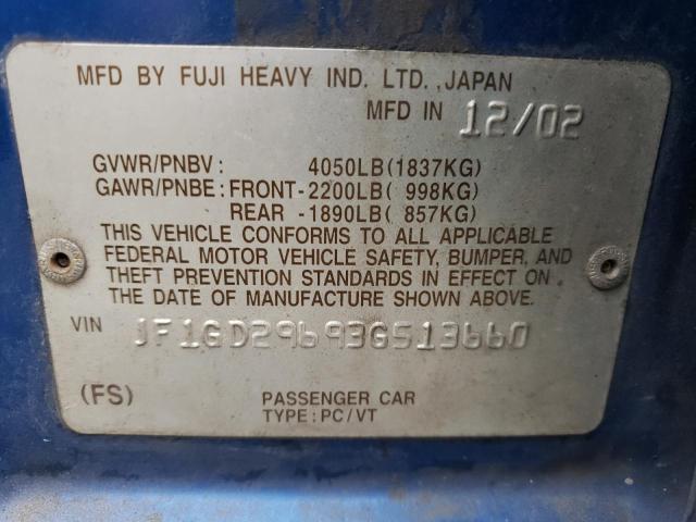 Photo 10 from auction – 2003 SUBARU IMPREZA WR with VIN JF1GD29693G513660