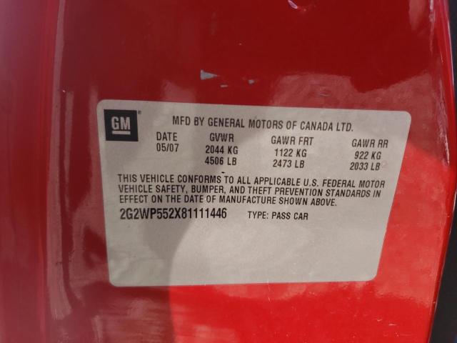 Photo 10 from auction – 2008 PONTIAC GRAND PRIX with VIN 2G2WP552X81111446