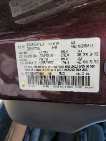 Photo 10 from auction – 2005 DODGE RAM 2500 S with VIN 3D7KR28CX5G709911
